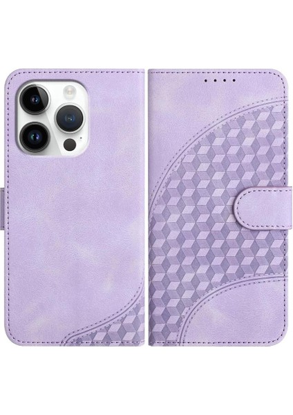 SZY Mall IPhone 16 Için Flip Case Pro Pu Deri Kapak Çevirin Geometrik Desen Kılıf (Yurt Dışından)