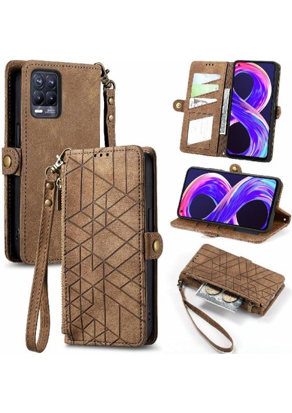 Realme 8 Pro Flip Kapak Için Flip Case Cüzdan Darbeye Deri Kılıf (Yurt Dışından)