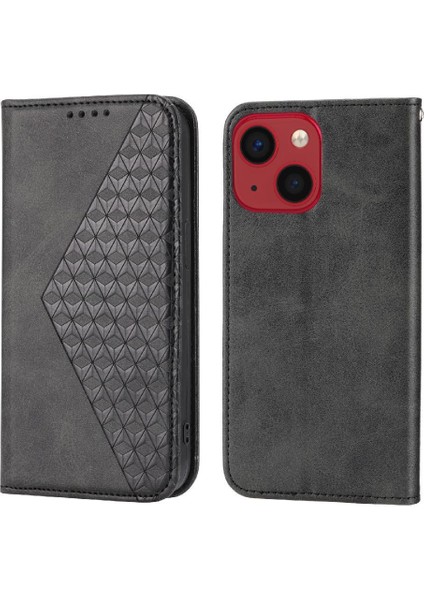 IPhone 14 Için Flip Case Pro Eşkenar Dörtgen Şekli Standı Günlük Kullanım Cüzdan El Kayışı (Yurt Dışından)