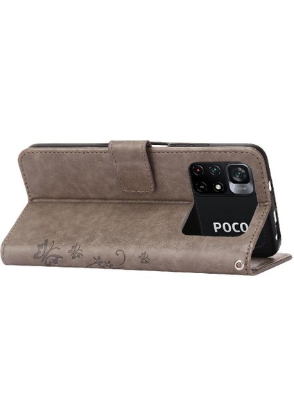 Xiaomi Poco M4 Pro 4g Için Pu Deri Manyetik Kapatma Kartı Durumda Bilek (Yurt Dışından)