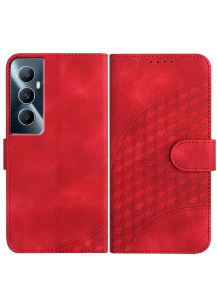 Realme C65 Flip Iş Geometrik Desen Pu Deri Flip Case (Yurt Dışından)