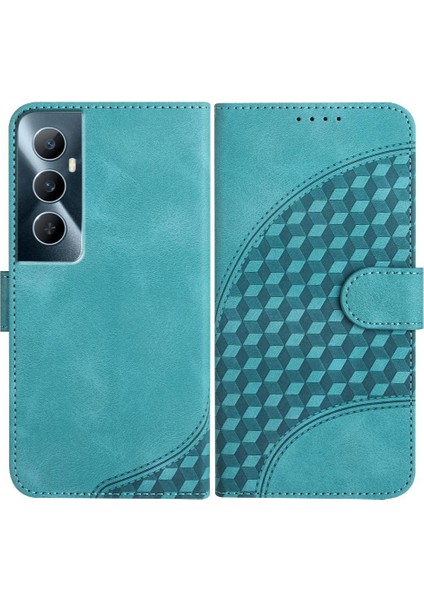 Realme C65 Flip Iş Geometrik Desen Pu Deri Flip Case (Yurt Dışından)