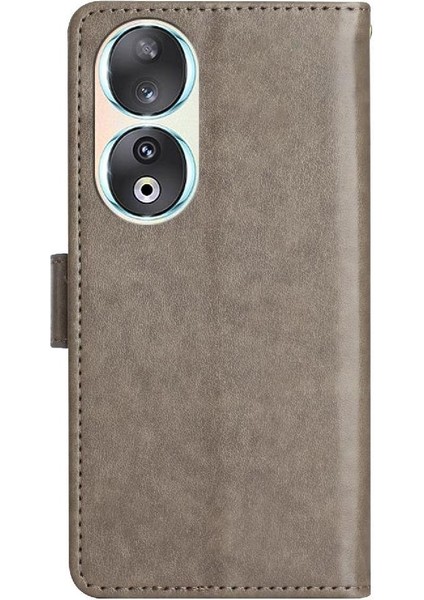 Honor 90 Pro Için Filp Durumda Kart Tutucu Pu Deri Kickstand Bilek Kayışı (Yurt Dışından)
