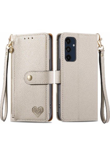 Samsung Galaxy M55 Fermuar Aşk Deri Kılıf Cüzdan Için Flip Case (Yurt Dışından)