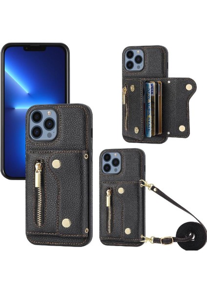 IPhone 13 Için Kılıf Pro Max Mini Sırt Çantası Büyük Kapasiteli Kart Yuvaları Uzun (Yurt Dışından)