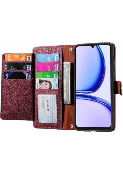 Realme Not Için Flip Case 50 Deri Kılıf Aşk Cüzdan Fermuar Darbeye (Yurt Dışından)