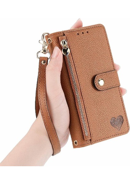 Xiaomi Poco F6 Cüzdan Fermuar Aşk Için Flip Case Darbeye Deri Kılıf (Yurt Dışından)