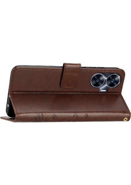 Realme C55 Pu Deri Kart Tutucu Manyetik Kapatma Kickstand Için Filp Durumda (Yurt Dışından)