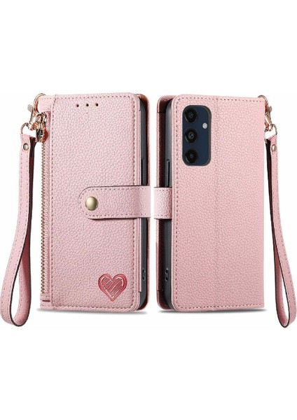 Samsung Galaxy M55 Fermuar Aşk Deri Kılıf Cüzdan Için Flip Case (Yurt Dışından)