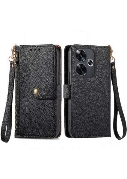 Xiaomi Poco F6 Cüzdan Fermuar Aşk Için Flip Case Darbeye Deri Kılıf (Yurt Dışından)