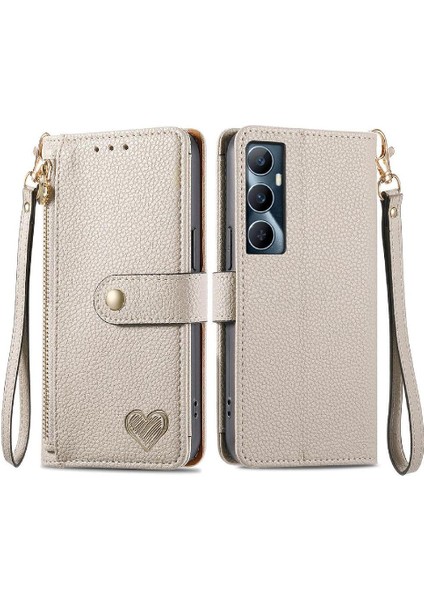 Realme C65 Aşk Fermuar Cüzdan Deri Kılıf Için Flip Case Darbeye (Yurt Dışından)