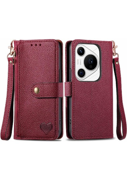 Huawei Pura 70 Pro Için Flip Case Darbeye Aşk Cüzdan Fermuar Deri (Yurt Dışından)