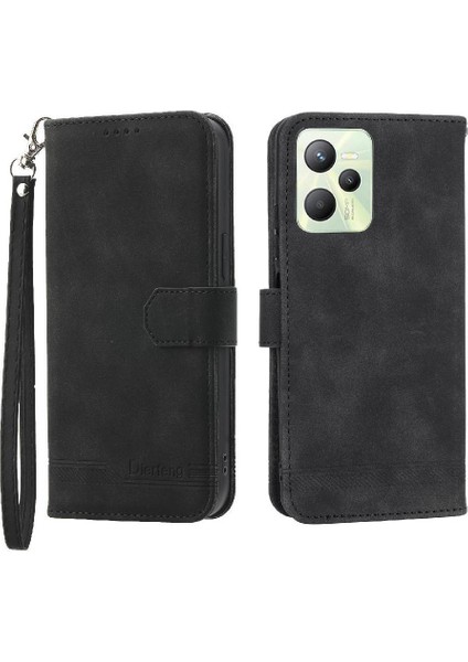 Realme C35 Manyetik Kapatma Bileklik Kart Yuvaları Premium Için Flip Case (Yurt Dışından)