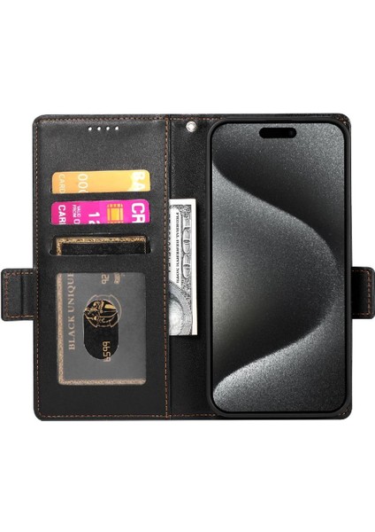 IPhone 15 Için Flip Case Pro Max Kartvizit Yuvaları Cüzdan Flip Günlük Kullanım (Yurt Dışından)