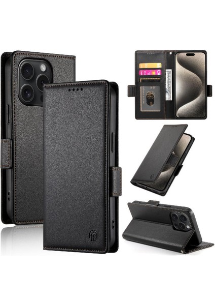 IPhone 15 Için Flip Case Pro Kart Yuvaları Iş Günlük Kullanım Cüzdan Flip (Yurt Dışından)