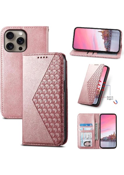IPhone 16 Için Flip Case Pro Max Cüzdan Günlük Kullanım Standı Eşkenar Dörtgen Şekli El (Yurt Dışından)