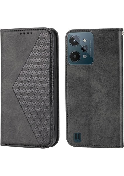Realme C31 El Kayışı Standı Eşkenar Dörtgen Şekli Cüzdan Günlük Kullanım Için Flip Case (Yurt Dışından)