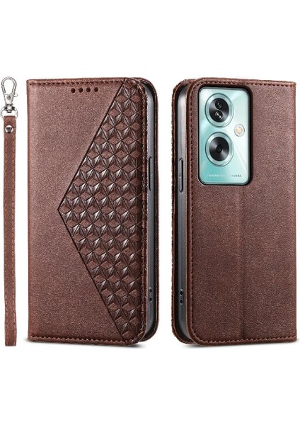 Oppo A79 5g Için Flip Case Standı Cüzdan Eşkenar Dörtgen Şekli Günlük Kullanım El Kayışı (Yurt Dışından)