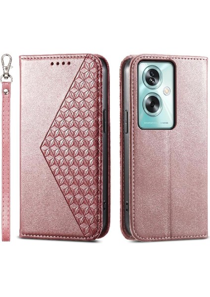 Oppo A79 5g Için Flip Case Standı Cüzdan Eşkenar Dörtgen Şekli Günlük Kullanım El Kayışı (Yurt Dışından)