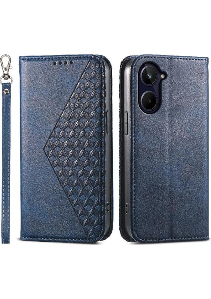 Realme 10 Pro 5g Cüzdan Günlük Kullanım Için Flip Case El Kayışı Eşkenar Dörtgen Şekli (Yurt Dışından)