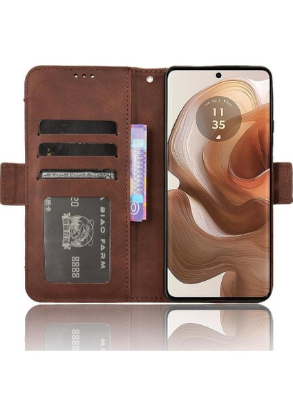 Motorola Moto X50 Deri Cüzdan Kapak Manyetik Kapatma Kartı Için Kılıf (Yurt Dışından)