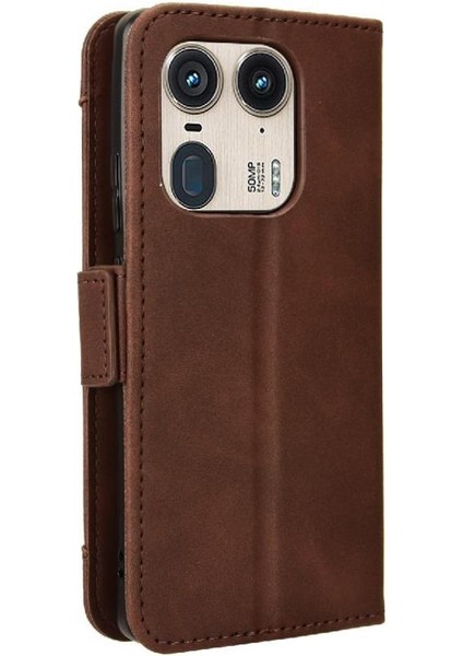 Motorola Moto X50 Deri Cüzdan Kapak Manyetik Kapatma Kartı Için Kılıf (Yurt Dışından)