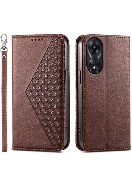 Oppo A78 4g Eşkenar Dörtgen Şekli Günlük Kullanım Için Flip Case El Kayışı Standı Cüzdan (Yurt Dışından)