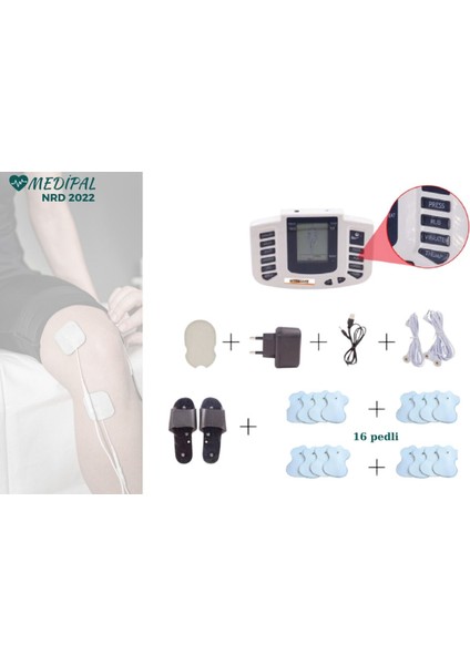 Tekno Trust Masaj Aleti Fizik Tedavi Tens Cihazı Terlik Kablo 16 Adet Elektro Ped fırsatları