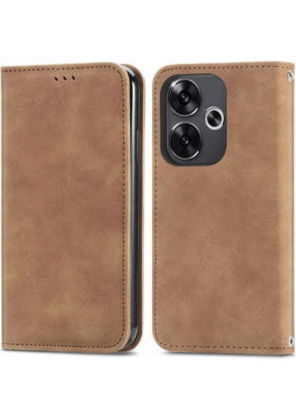 Xiaomi Poco F6 Flip Kapak Için Flip Case Basit Iş Deri Kılıf (Yurt Dışından)