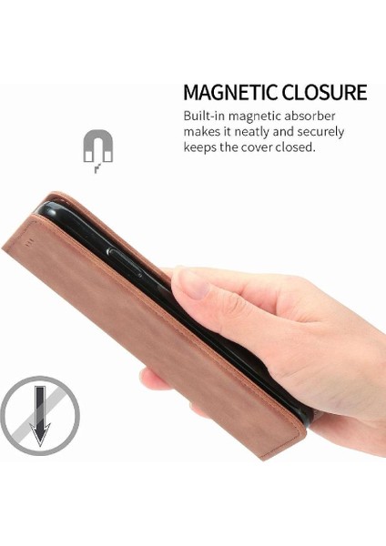 Xiaomi Poco F6 Flip Kapak Için Flip Case Basit Iş Deri Kılıf (Yurt Dışından)