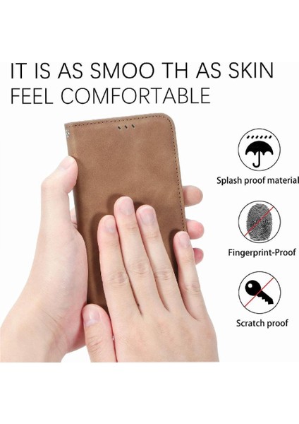 Xiaomi Poco F6 Flip Kapak Için Flip Case Basit Iş Deri Kılıf (Yurt Dışından)