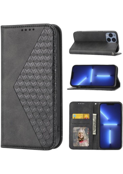 IPhone 12 Için Flip Case Pro Max Eşkenar Dörtgen Şekli El Kayışı Cüzdan Günlük Kullanım (Yurt Dışından)