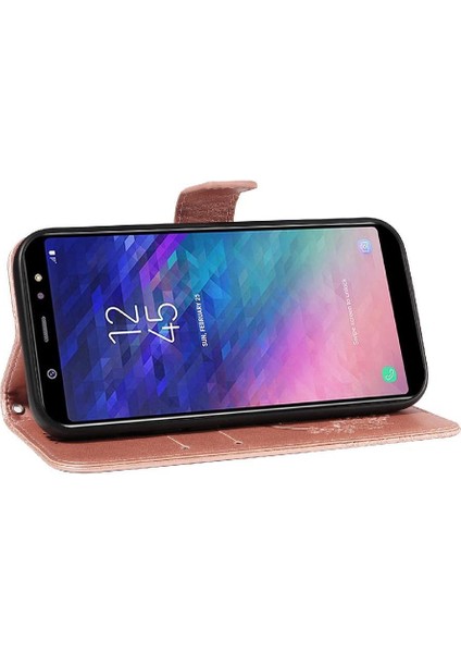 Samsung Galaxy A6 Artı Kredi Kartı Yuvası Kabartmalı Yüksek Flip Case (Yurt Dışından)