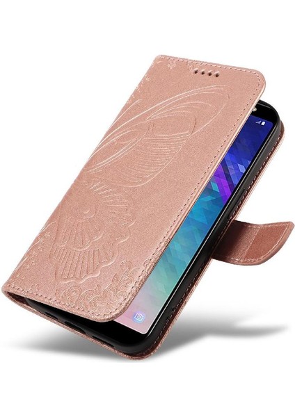 Samsung Galaxy A6 Artı Kredi Kartı Yuvası Kabartmalı Yüksek Flip Case (Yurt Dışından)