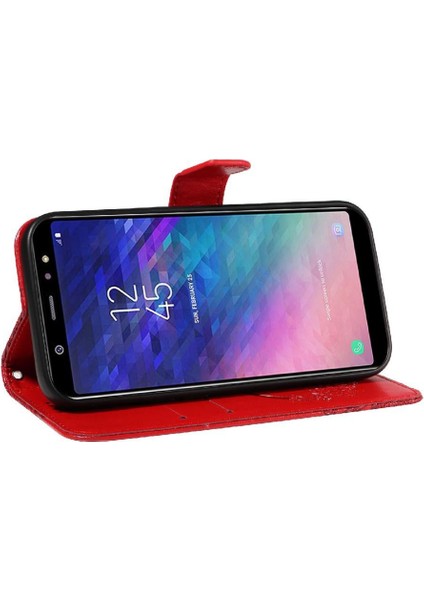 Samsung Galaxy A6 Artı Kredi Kartı Yuvası Kabartmalı Yüksek Flip Case (Yurt Dışından)