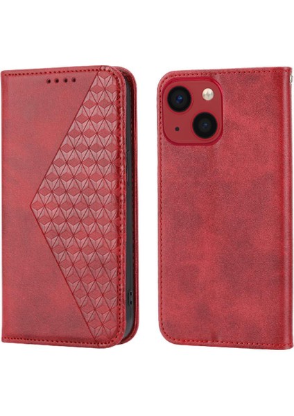 IPhone 14 Için Flip Case Pro Eşkenar Dörtgen Şekli Standı Günlük Kullanım Cüzdan El Kayışı (Yurt Dışından)