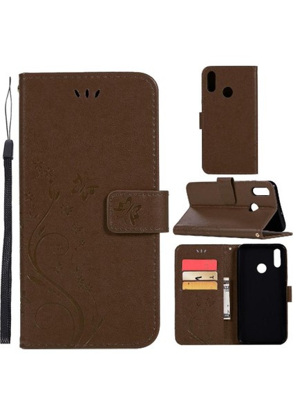 Huawei P Akıllı 2019 Kart Tutucu Için Kickstand Pu Deri Bilek Durumda (Yurt Dışından)