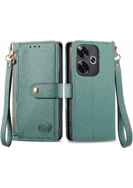 Xiaomi Poco F6 Cüzdan Fermuar Aşk Için Flip Case Darbeye Deri Kılıf (Yurt Dışından)