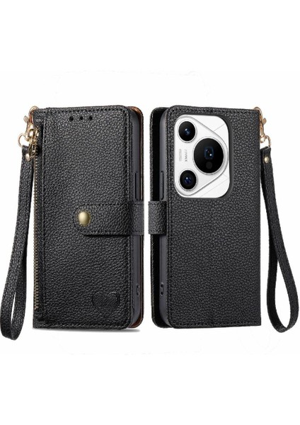 Huawei Pura 70 Pro Için Flip Case Darbeye Aşk Cüzdan Fermuar Deri (Yurt Dışından)