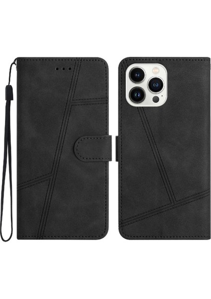 IPhone 13 Için Flip Case Pro Max Tam Koruma Bilek Kayışı Cüzdan Pu Flip (Yurt Dışından)