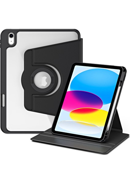 Apple iPad Air 11 Inç 6. Nesil (2024) Yatay ve Dikey Dönebilen Standlı Kalem Şarjına Uygun Darbe Dayanıklı Thermix Kılıf A2899 A2900