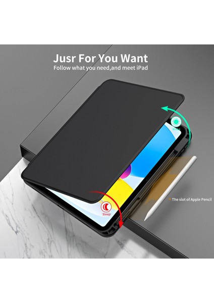 Apple iPad Air 11 Inç 6. Nesil (2024) Yatay ve Dikey Dönebilen Standlı Kalem Şarjına Uygun Darbe Dayanıklı Thermix Kılıf A2899 A2900