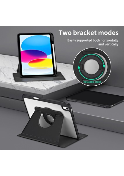 Apple iPad Air 11 Inç 6. Nesil (2024) Yatay ve Dikey Dönebilen Standlı Kalem Şarjına Uygun Darbe Dayanıklı Thermix Kılıf A2899 A2900