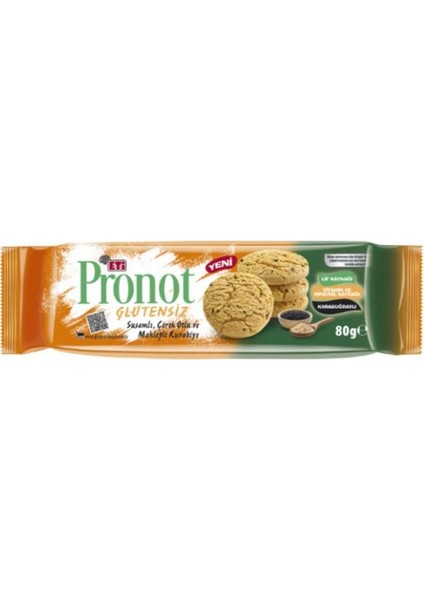 Pronot Glutensiz Mahlepli Çörekotlu ve Susamlı Kurabiye 80G x 12 Adet