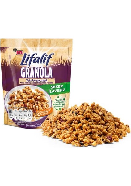 Lifalif Granola Kuru Vişneli, Kakao Parçacıklı, Fındıklı 40 G x 16 Adet