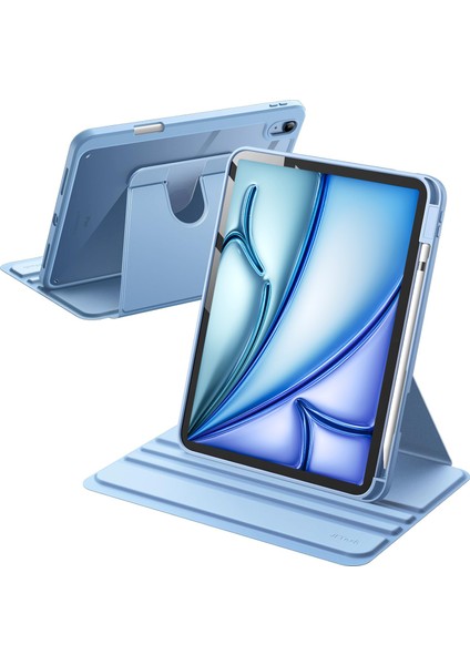 Apple iPad Air 11 Inç 6. Nesil (2024) Yatay ve Dikey Dönebilen Standlı Kalem Şarjına Uygun Darbe Dayanıklı Thermix Kılıf A2899 A2900