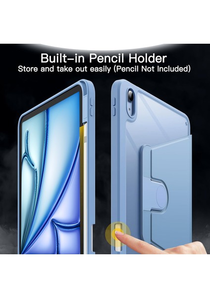 Apple iPad Air 11 Inç 6. Nesil (2024) Yatay ve Dikey Dönebilen Standlı Kalem Şarjına Uygun Darbe Dayanıklı Thermix Kılıf A2899 A2900 fırsatları