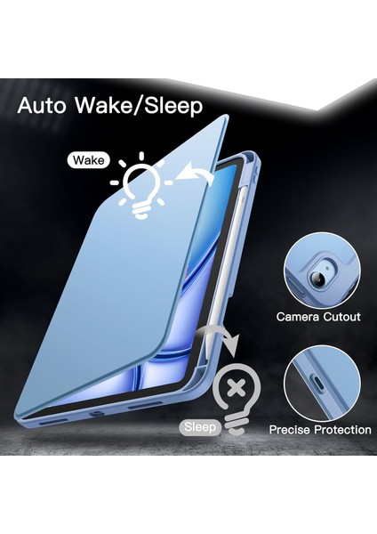 Apple iPad Air 11 Inç 6. Nesil (2024) Yatay ve Dikey Dönebilen Standlı Kalem Şarjına Uygun Darbe Dayanıklı Thermix Kılıf A2899 A2900 indirimleri