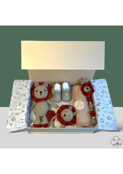 Baby Pinguini  Bebek Hediye Kutusu / Kişiselleştirilebilir Babyshower Yenidoğan Hediye Seti -  Lion Box 1