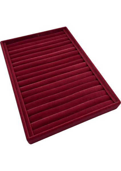 Yerli Üretim Büyük Boy Süet Kumaş Bordo Renk 34 cm / 24 cm Dikine Sosisli Yüzük Sergileme Standı